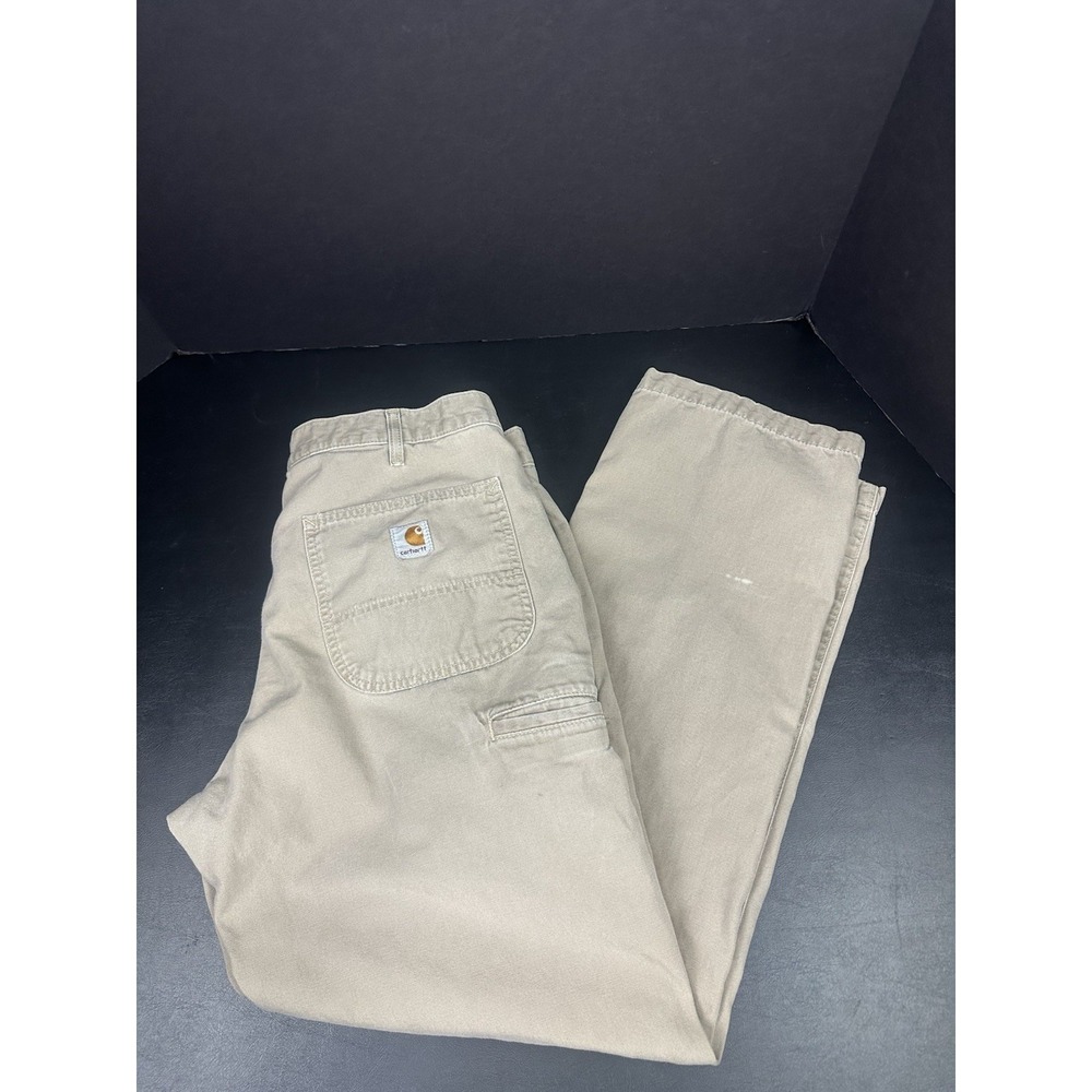 B299GKH Carhartt Brown Canvas 34x30 Workwear Utility Relaxed Fit Stains See Pics